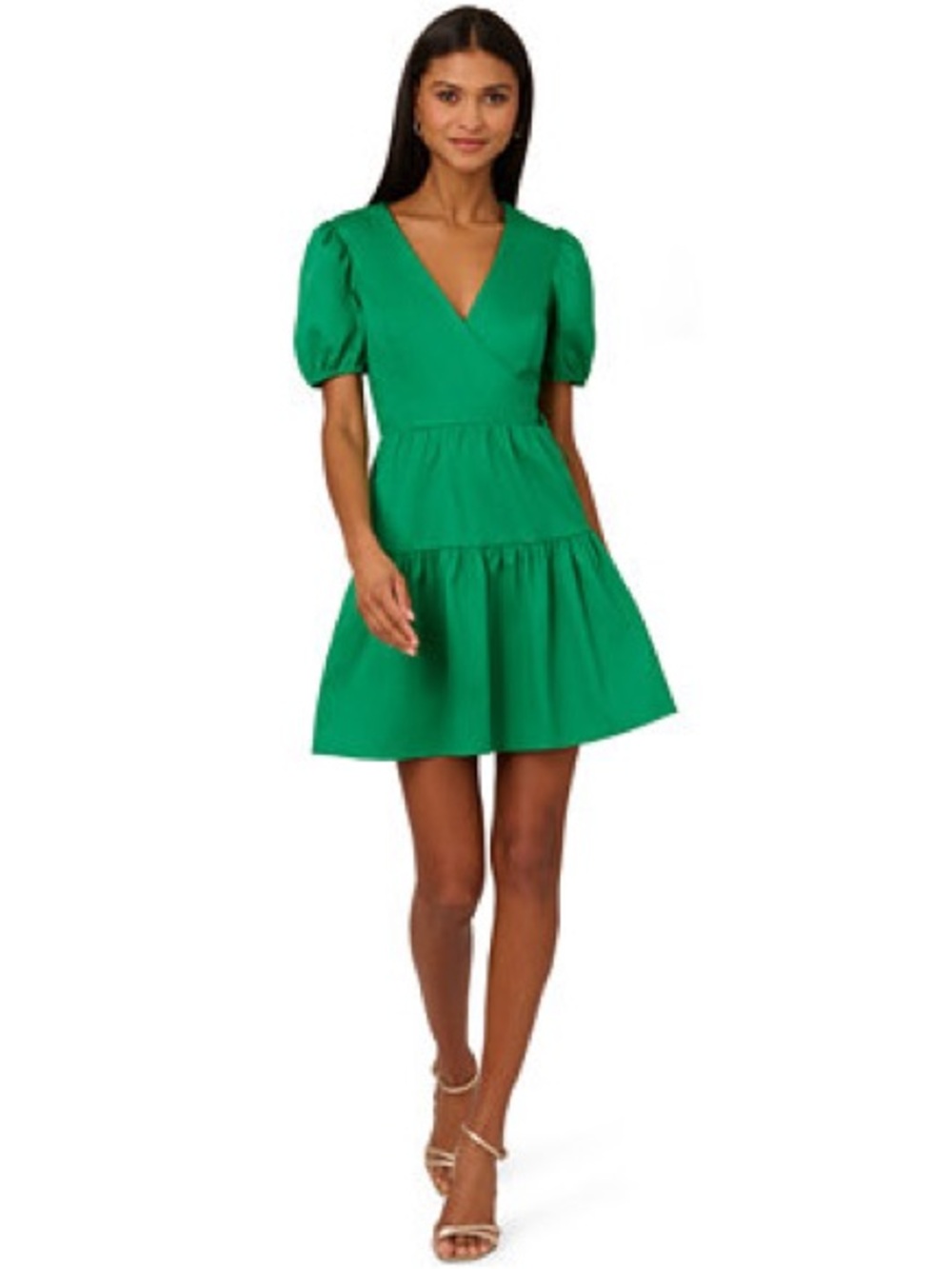 ✨Adrianna Papell Women's Faux-Wrap Tiered Dress Size 14